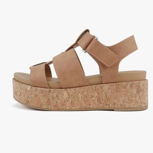 Soda “Amenda” Platform Low Heel Wedge Sandal with Adjustable Ankle Strap